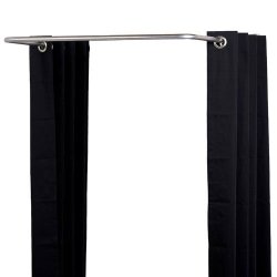 Curtain in black cotton (150 c, wide) for Fitting room w. U-shaped rod  w. accessories