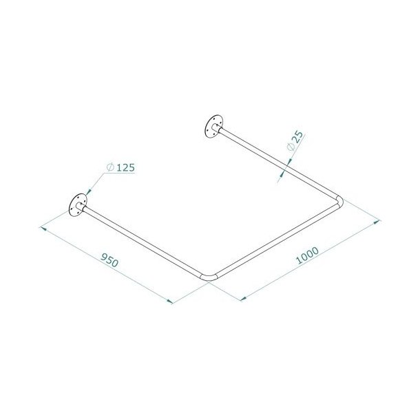 Fitting room U-shaped curtain rod with accessories