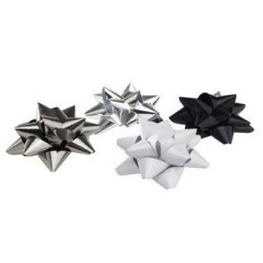 Pyntestjerner - Black, white, silver & smoke-colored - 60 mm - 76 pcs
