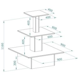 Pyramid board with 3 levels - White - H116 cm