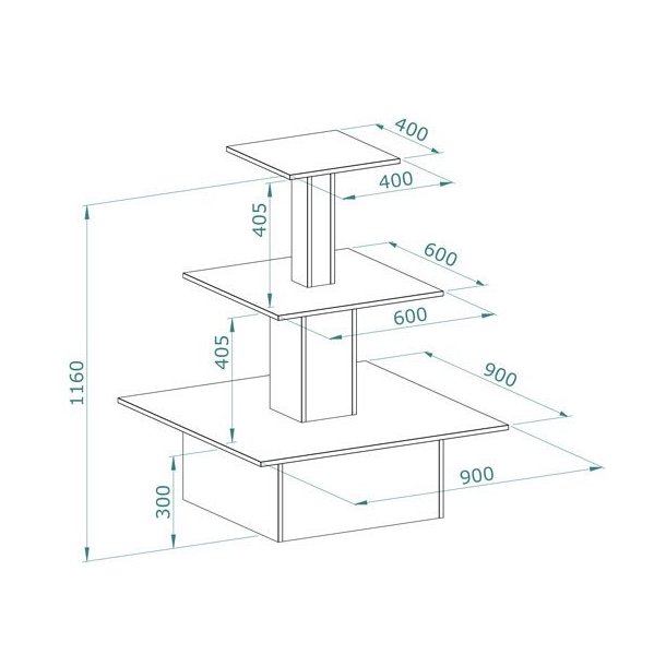 Pyramid board with 3 levels - White - H116 cm
