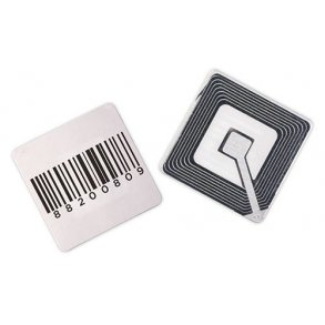 RF-etiketter 40x40mm - Vit med streckkod - 1000 st butiksstöldsskydd