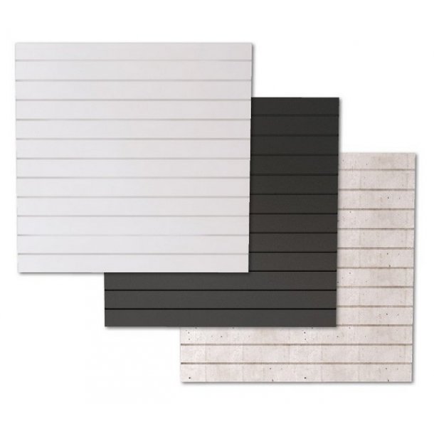 Luxury groove panels, 120x120 cm, White, Black and Concrete look 