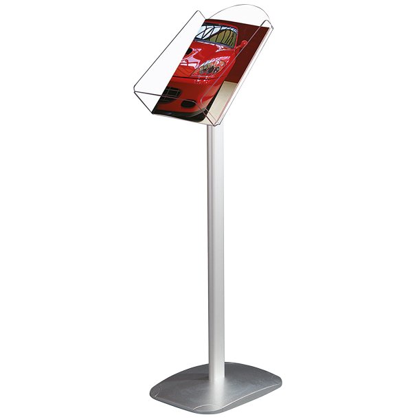 A4 brochure stand, vertical, aluminum/silver