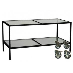 Sales table LUTON II - Black frame - Plates: Glass or melamine