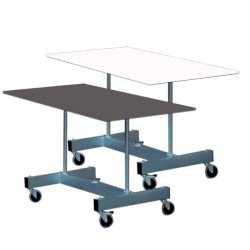 Gadebord m. galvaniseret stel og bordplade i hvid, gr eller ahorn