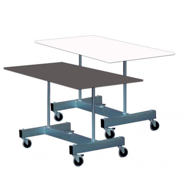 Gadebord m. galvaniseret stel og bordplade i hvid, gr eller ahorn