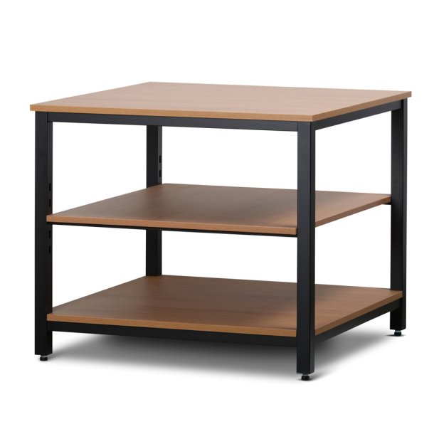 Salgsbord i sort metal med egetr hylder