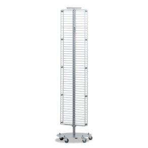 Försäljningsdisplay p hjul i trdnät. Gr aluminiumlack.