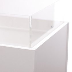 Sales pod B40 x D40 x H80 cm. Sales dumpers in white