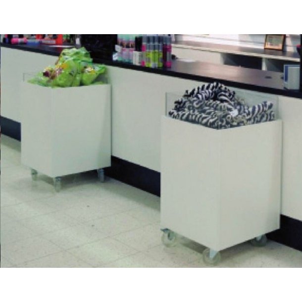 Sales pod B40 x D40 x H80 cm. Sales dumpers in white