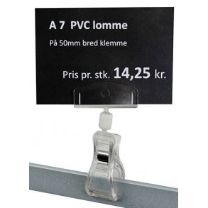 Hllare fr skylt 5 cm klmma - inkl. A7 PVC-ficka - 10 st