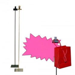 Sign holder with clamp - H73 cm - Chrome or black