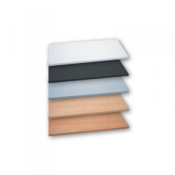 Sloping melamine shelf with acrylic front &amp; guide rail, 61 x 37 cm