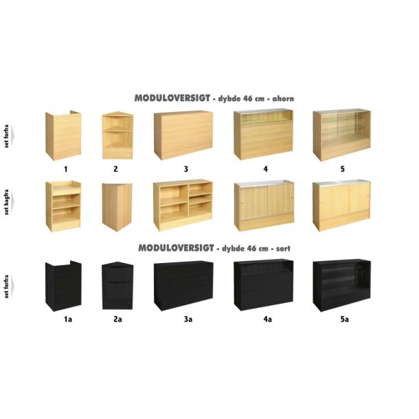 Slimline disk module 122 cm with closed front and 3 shelves, Black
