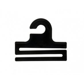 Tie hanger in black plastic, W9 x H7.5 cm - 100 pcs