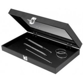 Jewelry box with lid - Black imitation leather