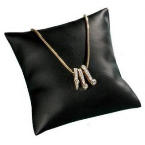 Smycken kudde i svart imitation läder - 10x10 cm - 5 st