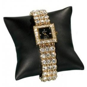 Smycken kudde i svart imitation läder - 7,5 x 7,5 cm - 5 st.