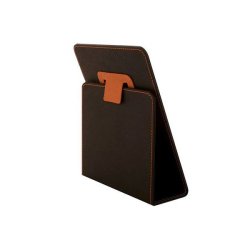 Table mirror in imitation leather frame