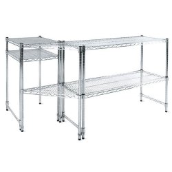 Steel shelf - TUBO shelf in chromed steel, H220 x W122 x 36/46 cm deep with 4 shelves