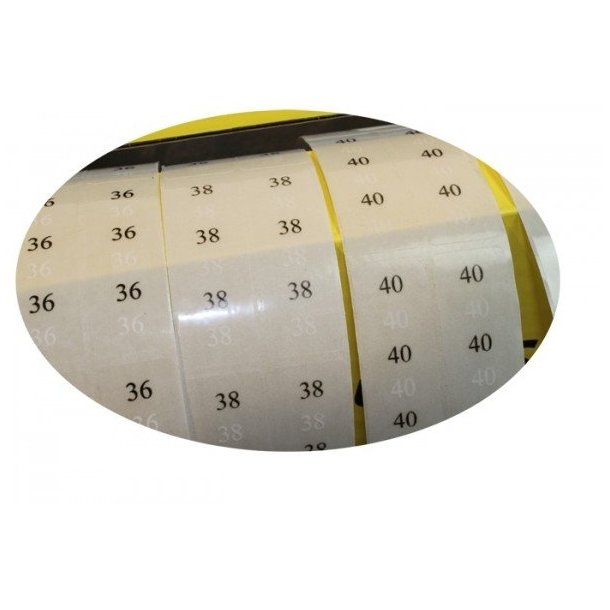 Size labels - many sizes and numbers - 5000 pcs