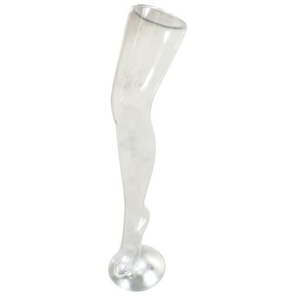 Stocking leg in crystal clear plastic, Adult w / holder