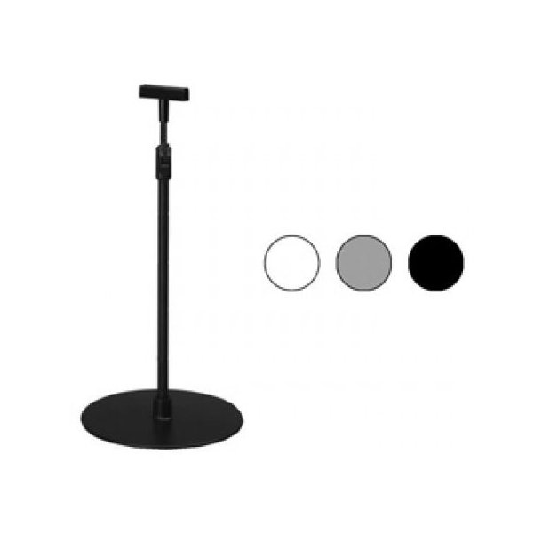 Telescopic price stands with round base, White, Black and Gray