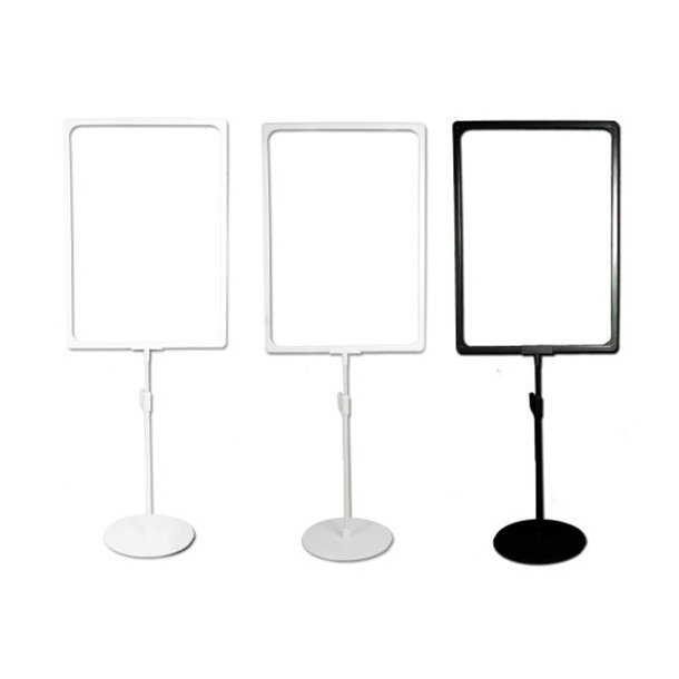 Telescopic sign holder in plastic with base A3, A4, A5 and A6 - 3 colors White 