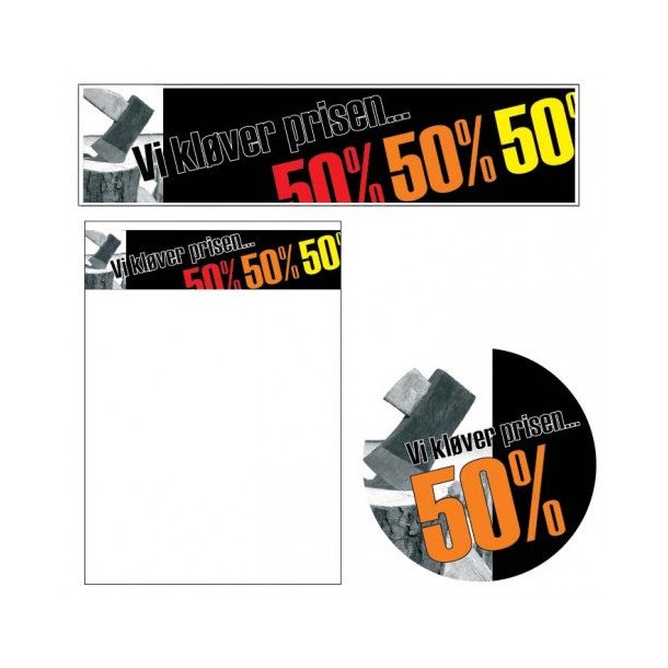 Sales material, Offer theme 7 - We split the price... 50%