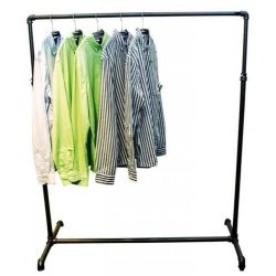 Clothing rack in matte black water pipes