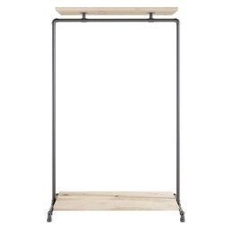 Wood Sort Clothes Rack with 2 Shelves