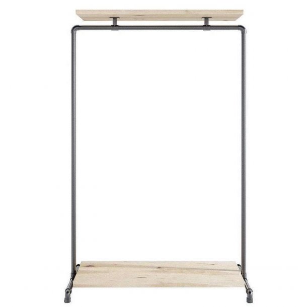 Wood Sort Clothes Rack with 2 Shelves