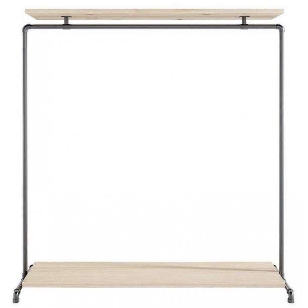 Wood Sort Clothes Rack with 2 Shelves