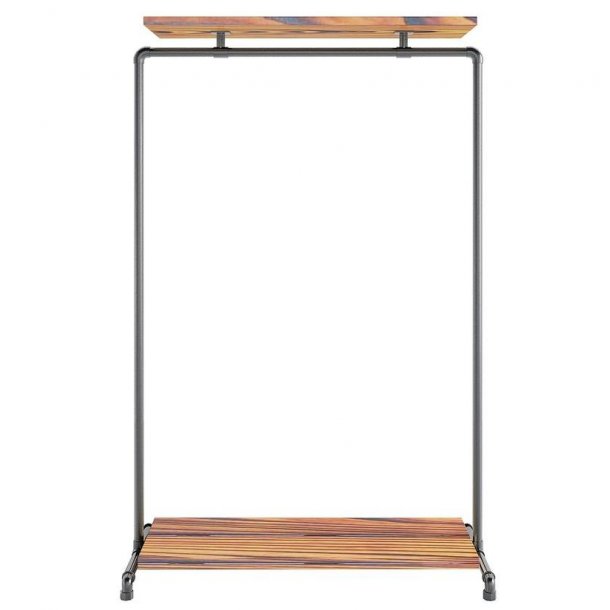Wood Sort Clothes Rack with 2 Shelves