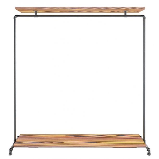 Wood Sort Clothes Rack with 2 Shelves