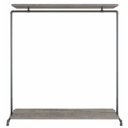 Wood Sort Clothes Rack with 2 Shelves