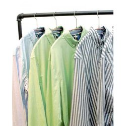 Clothing rack in matte black water pipes