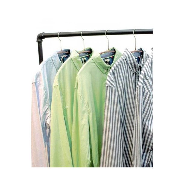 Clothing rack in matte black water pipes