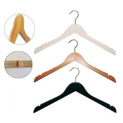 Flat wooden hangers in black, white, and natural with rubber and notch 50 pcs