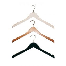 Flat wooden hangers in black, white, and natural with rubber and notch 50 pcs