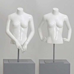 Torso - Short white high gloss female torsos with arms