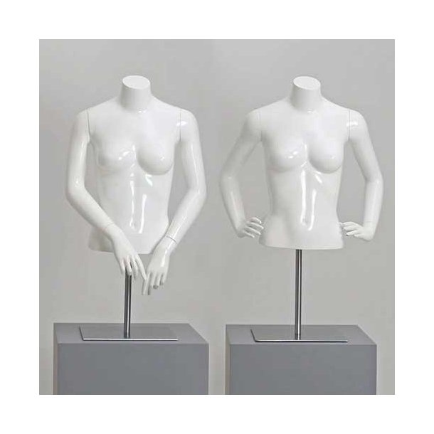 Torso - Short white high gloss female torsos with arms