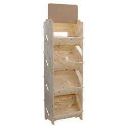 Wooden shelf in pine - Stackable with logo plate - H185 cm