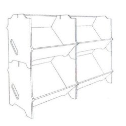 Wooden shelf in pine - Stackable with logo plate - H185 cm