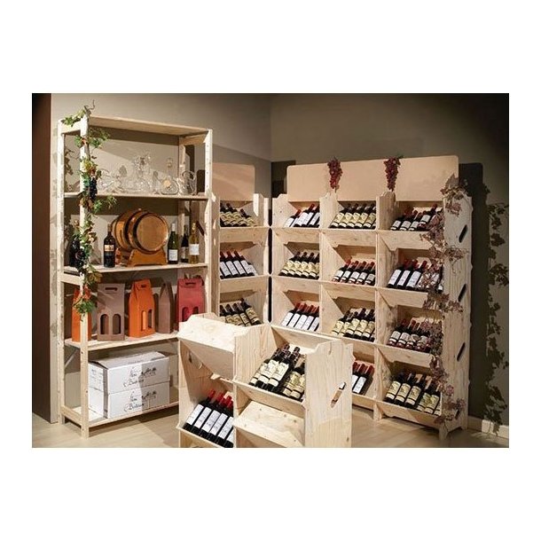 Wooden shelf in pine - Stackable with logo plate - H185 cm