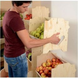 Wooden shelf in pine - Stackable with logo plate - H185 cm