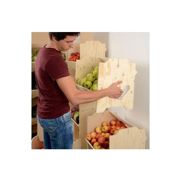 Wooden shelf in pine - Stackable with logo plate - H185 cm