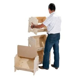 Wooden shelf in pine - Stackable with logo plate - H185 cm