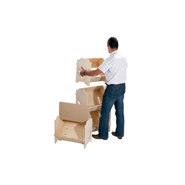 Wooden shelf in pine - Stackable with logo plate - H185 cm